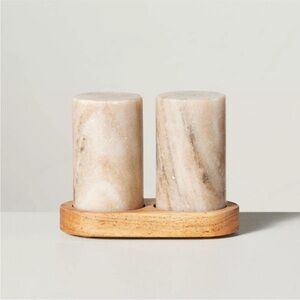 Hearth & Hand Magnolia 3pc Marble Salt and Pepper Shakers Warm Beige Gray
